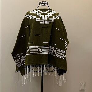 Clint Eastwood Green and White Fringed Poncho from A Man With No Name